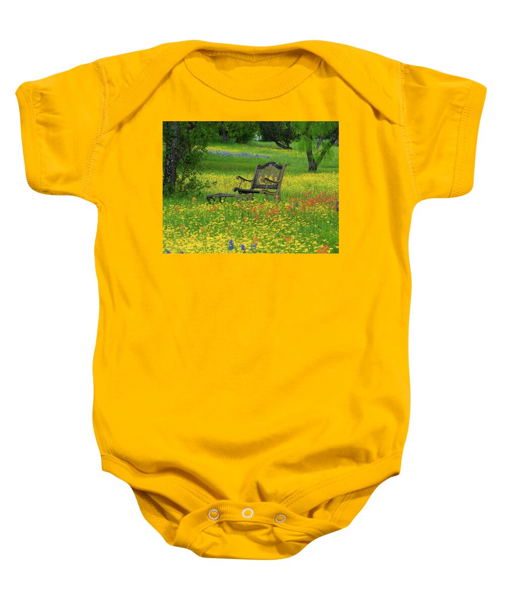 Texas Wildflowers Baby Onesie featuring the photograph Wildflower Retreat by Johnny Boyd