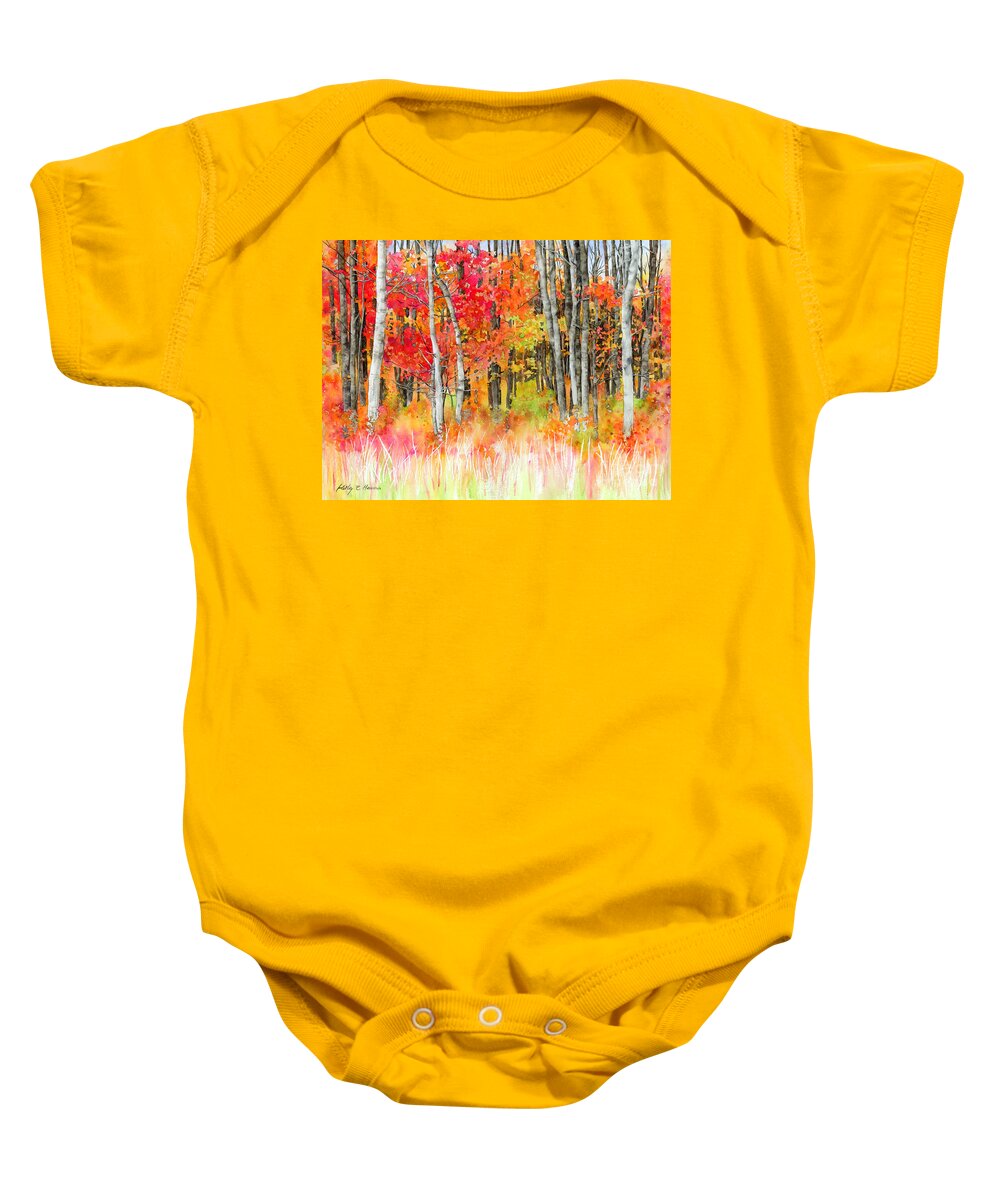 Forest Baby Onesie featuring the painting Woodsy Forest by Hailey E Herrera