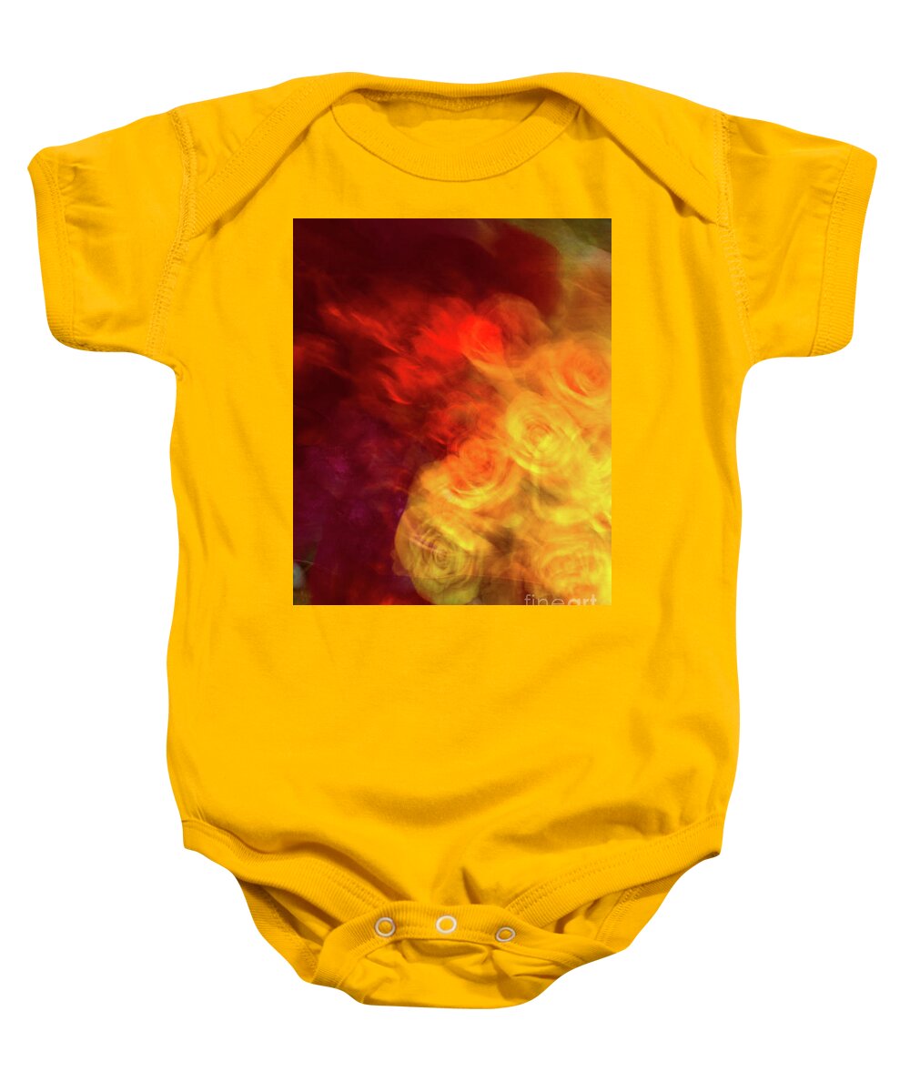 Abstract Baby Onesie featuring the photograph Yellow and orange rose abstract by Phillip Rubino