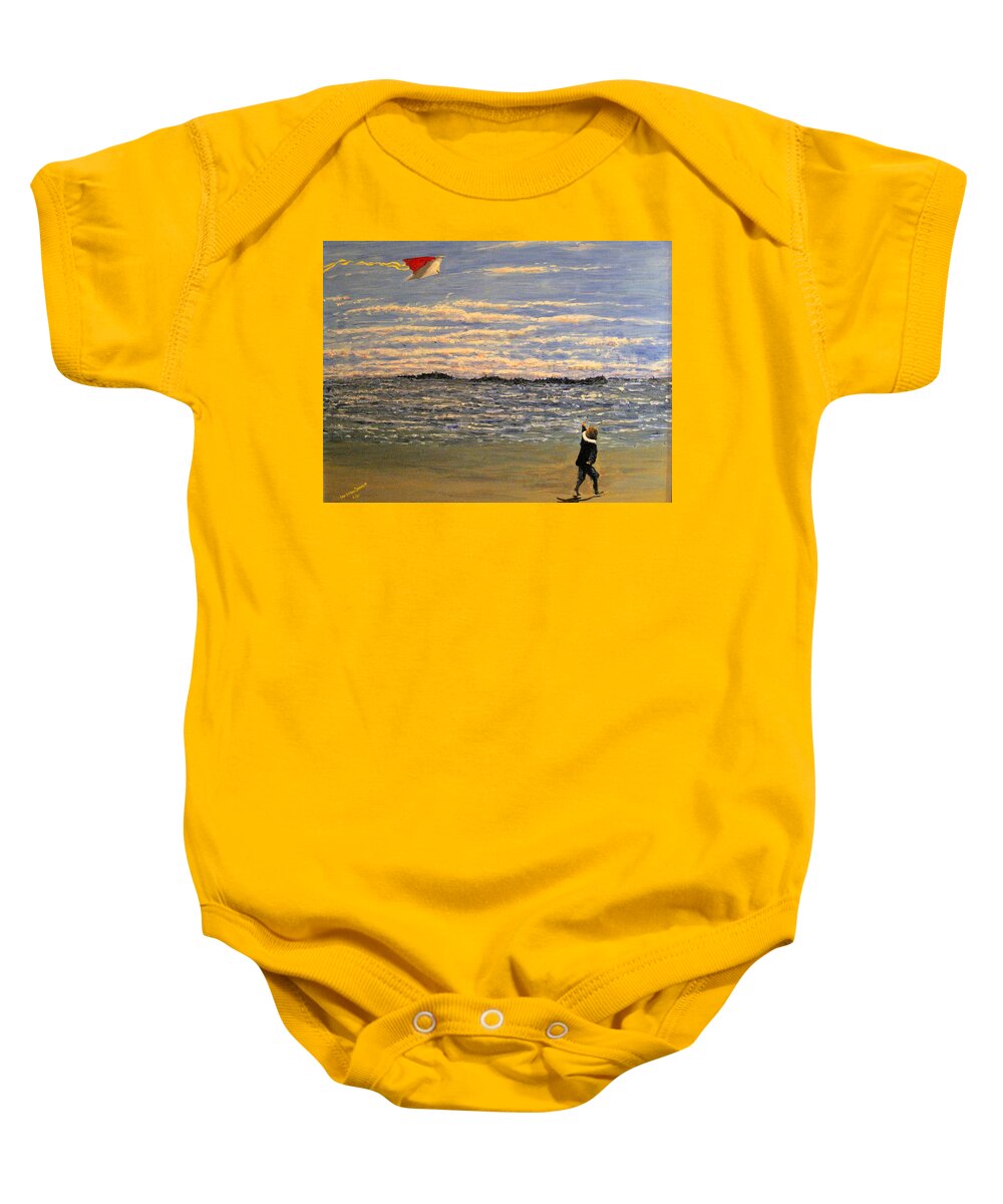 Seascape Baby Onesie featuring the painting Go Fly a Kite by Ian MacDonald