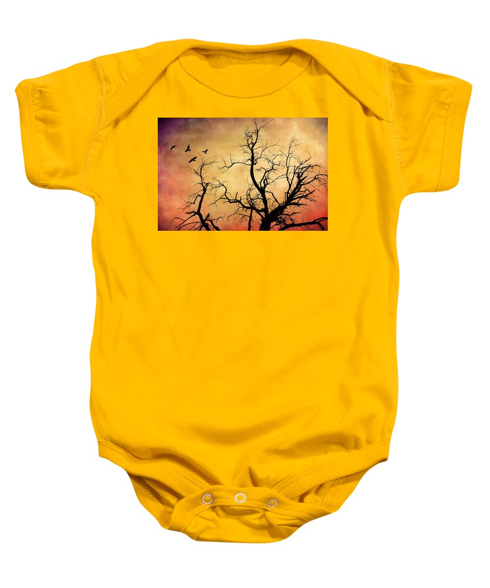 Bare Tree Baby Onesie featuring the photograph All that Remains #1 by Michele Cornelius