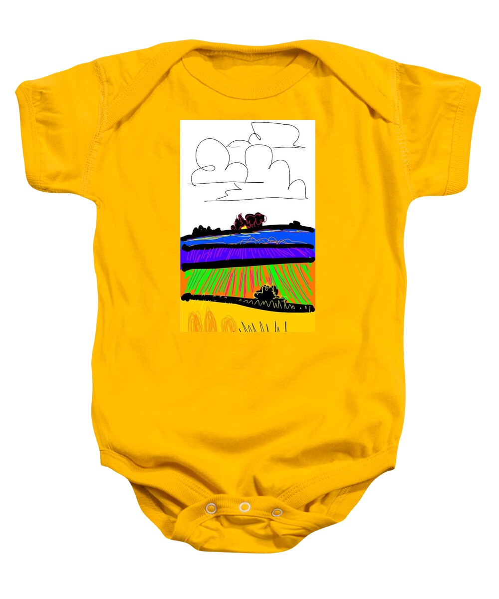  Baby Onesie featuring the painting Blue and Gold Hills #1 by Madeline Dillner