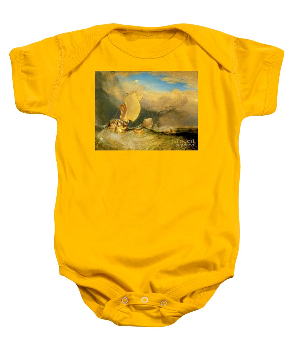 Fishing Boats Baby Onesie featuring the photograph Fishing Boats by Joseph Mallord William Turner by Carlos Diaz