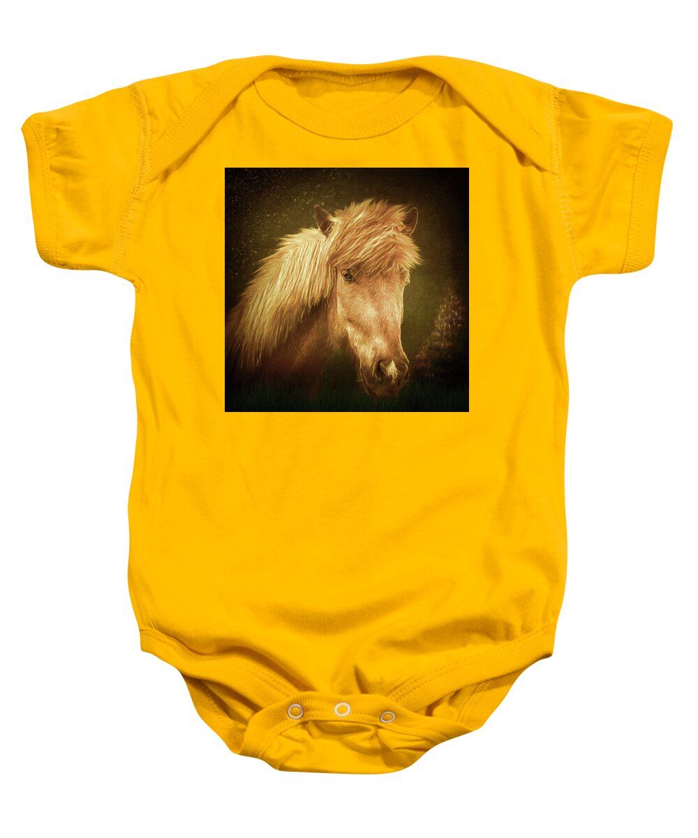 Iceland Horse Baby Onesie featuring the digital art Icelandic Horse #1 by Maggy Pease