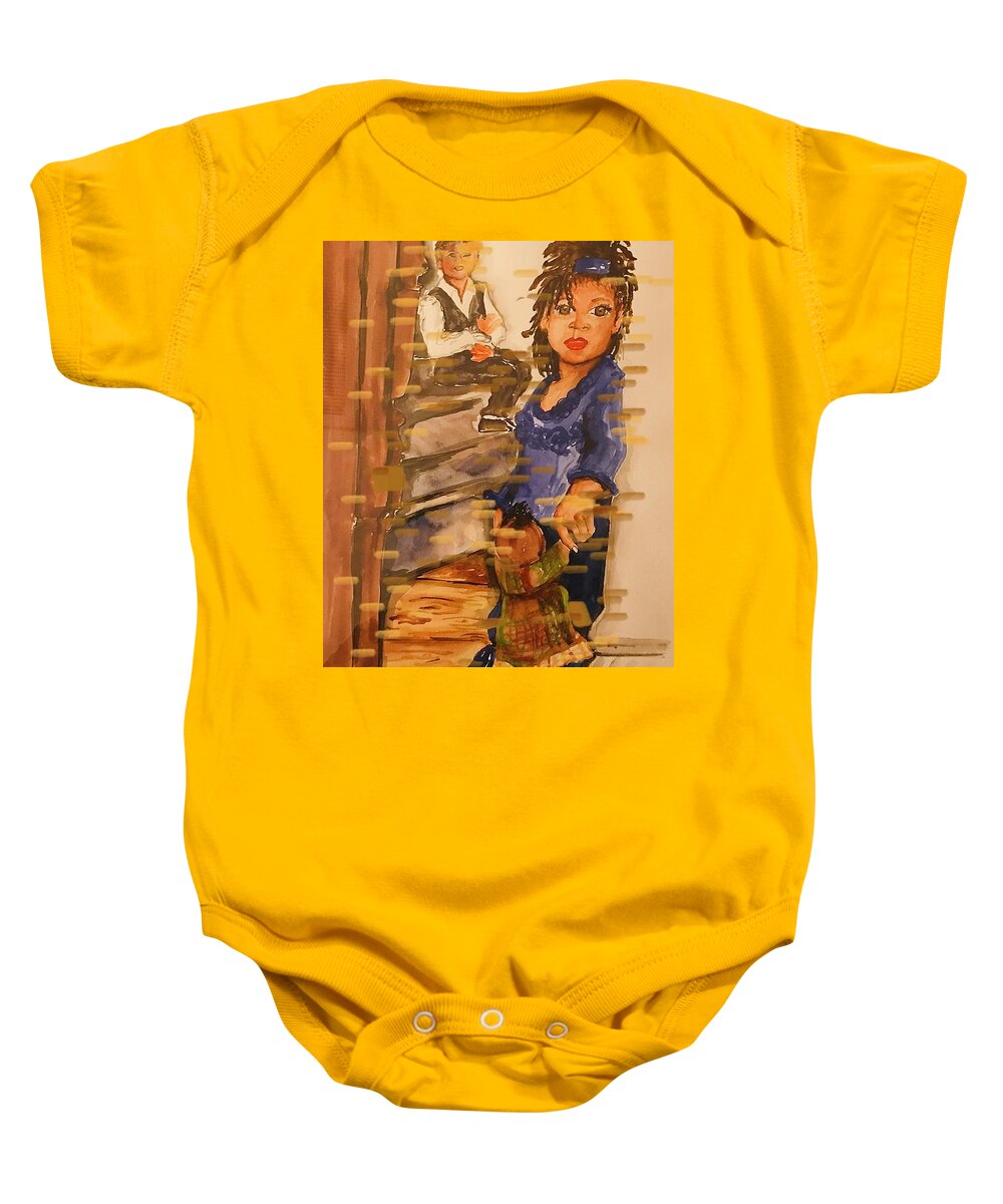  Baby Onesie featuring the painting Little Girl by Angie ONeal
