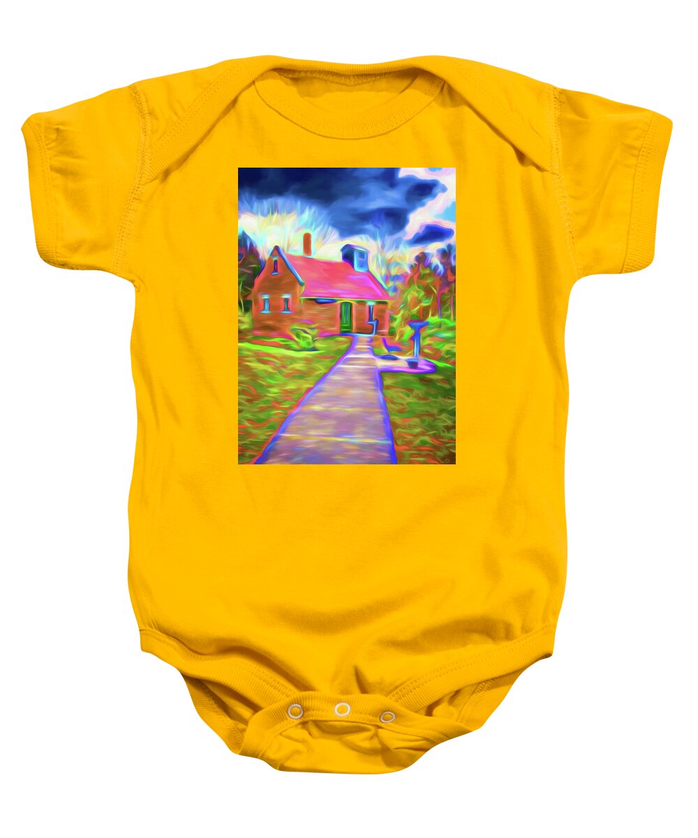 Lake Reflection Baby Onesie featuring the photograph Northport Light Building #1 by Tom Singleton