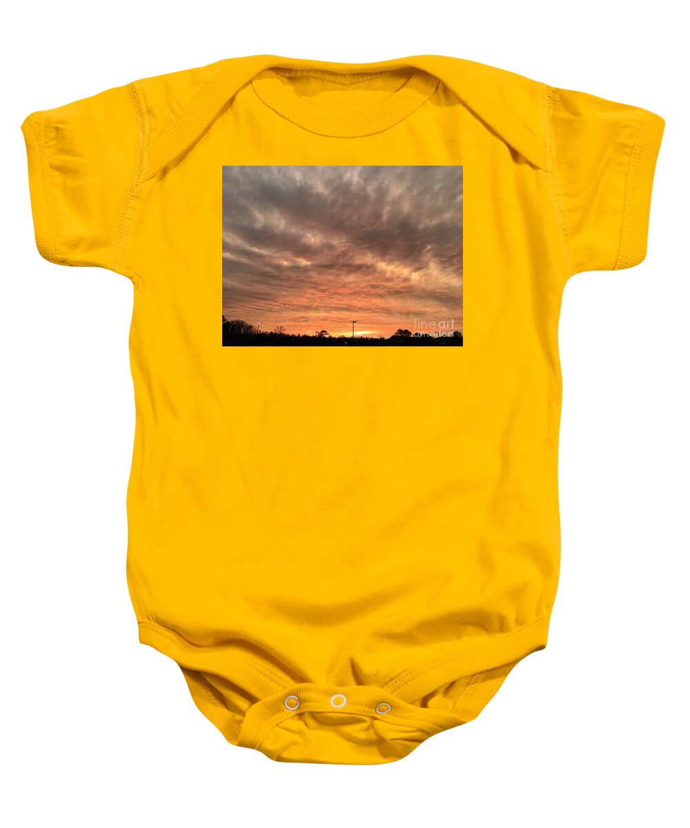 Sunset Baby Onesie featuring the photograph Smokey Sunset #1 by Catherine Wilson