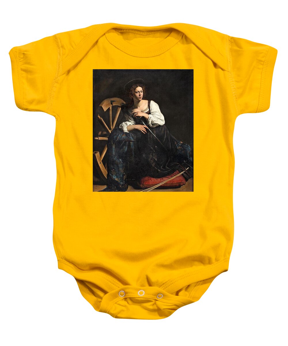 St Catherine Of Alexandria Baby Onesie featuring the painting Saint Catherine of Alexandria by Caravaggio