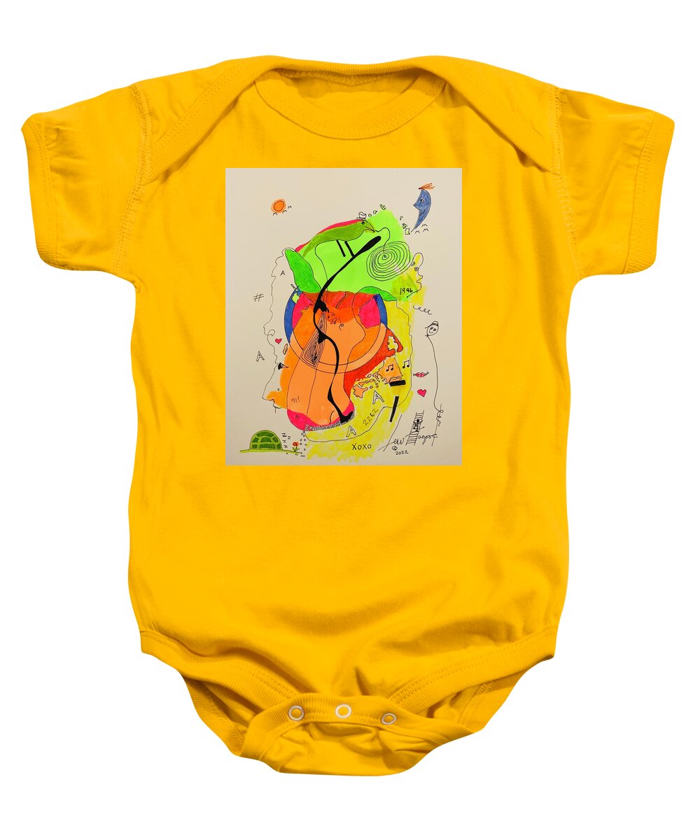  Baby Onesie featuring the mixed media A2262A xoxo by Lew Hagood