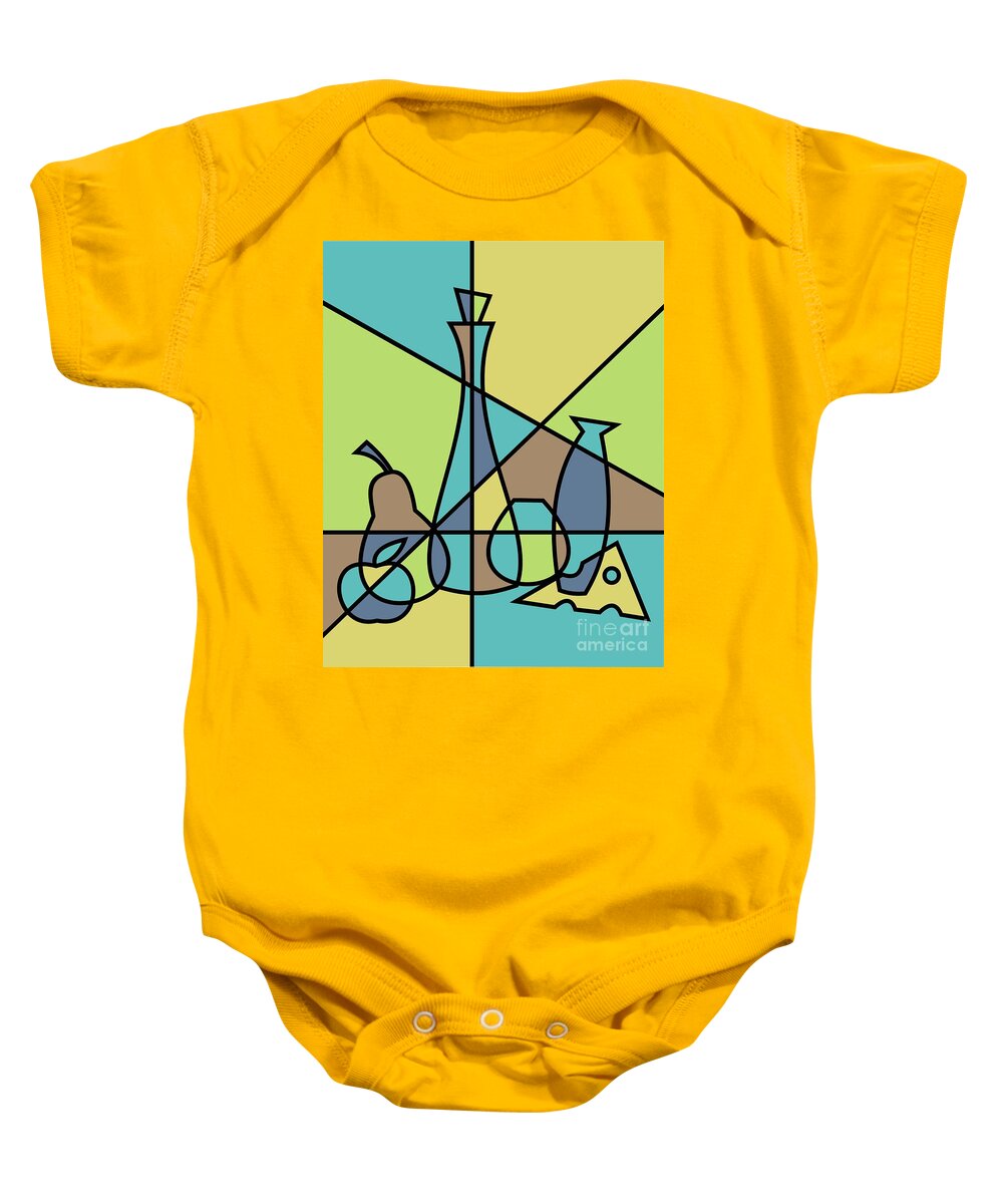Mid Century Baby Onesie featuring the digital art Abstract Still Life by Donna Mibus