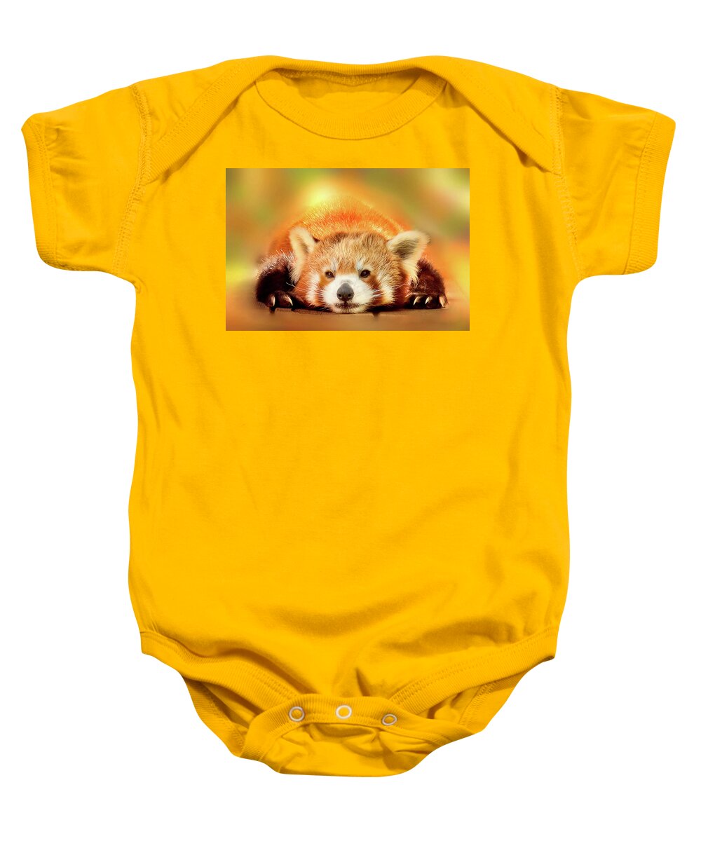 Super Cute Red Panda Lazing Around Baby Onesie featuring the photograph Afternoon Chill by Az Jackson