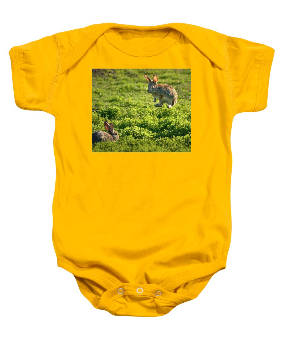 Bunny Baby Onesie featuring the photograph Airborne Bunny by Brian Tada