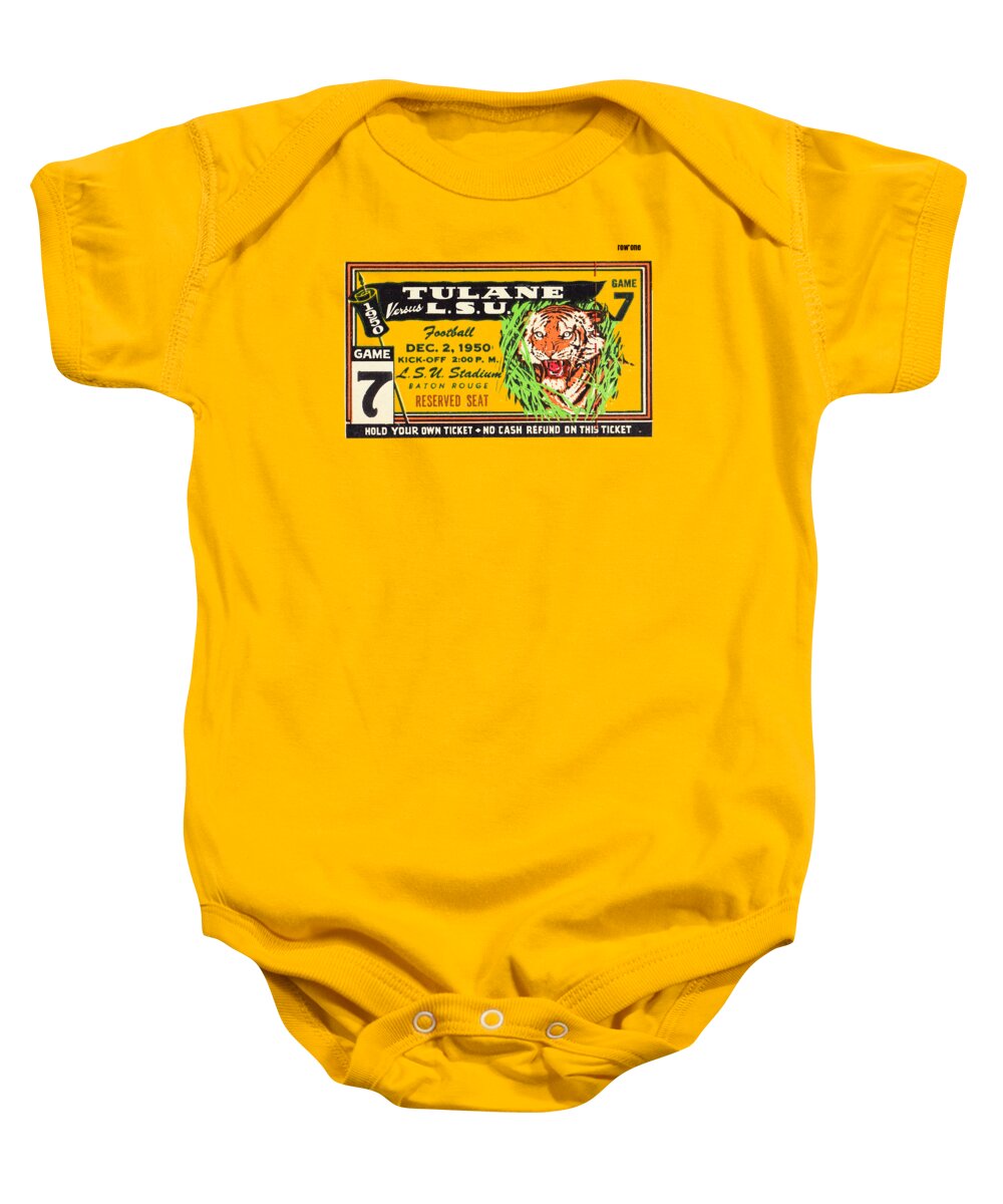 Lsu Baby Onesie featuring the mixed media 1950 LSU vs. Tulane by Row One Brand