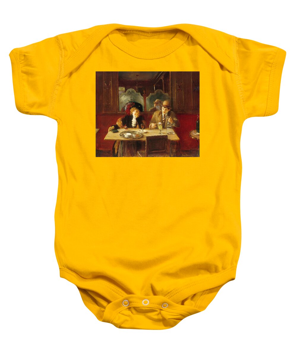 19th Century Painters Baby Onesie featuring the painting At the Cafe, Says Absinthe by Jean Beraud