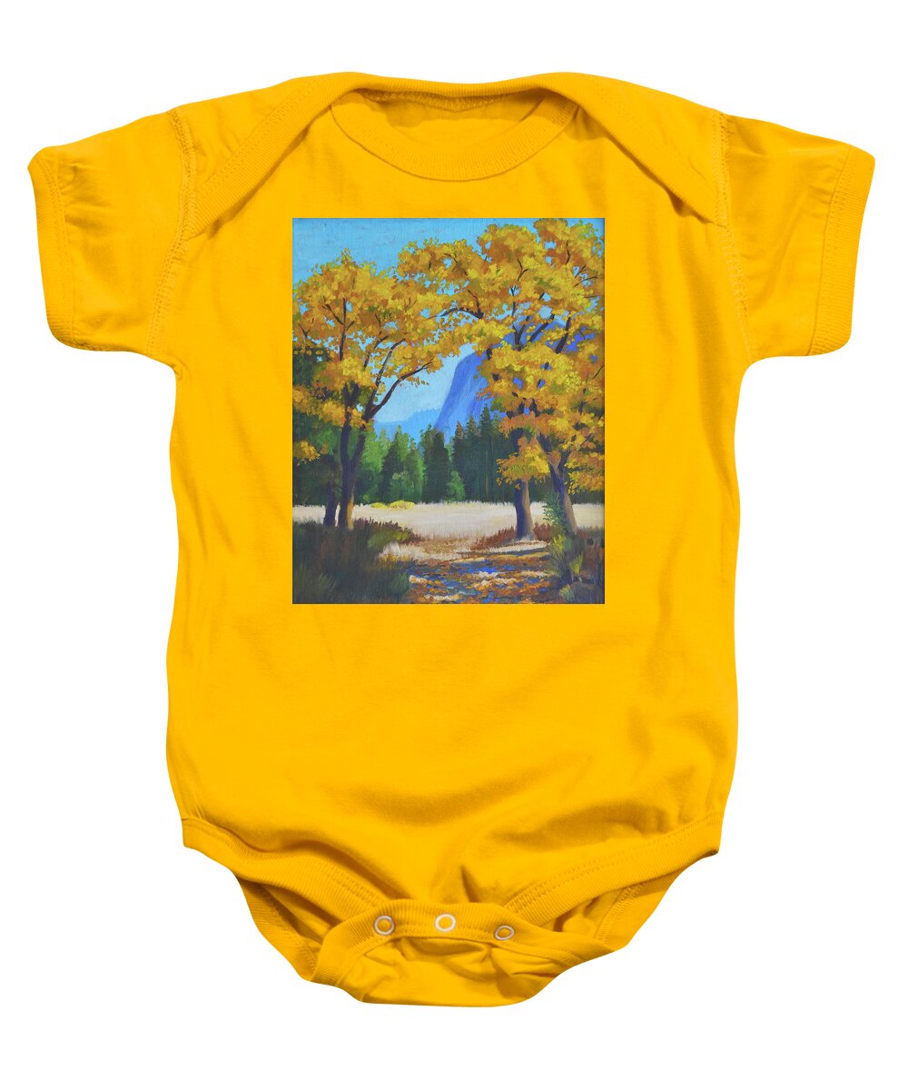 Autumn Baby Onesie featuring the painting Autumn Gold by Alice Leggett