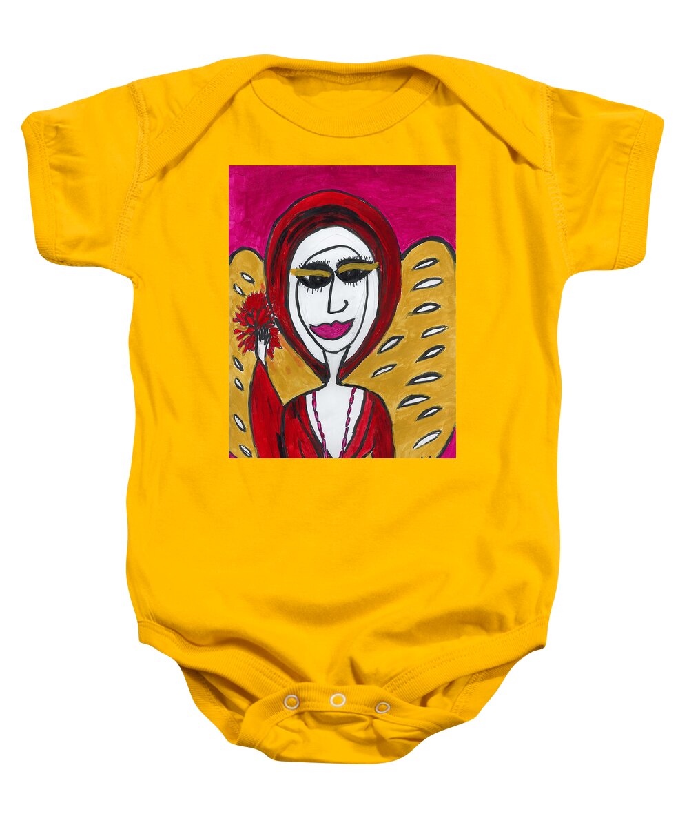  Angel Baby Onesie featuring the painting Bellatrea Angel by Victoria Mary Clarke