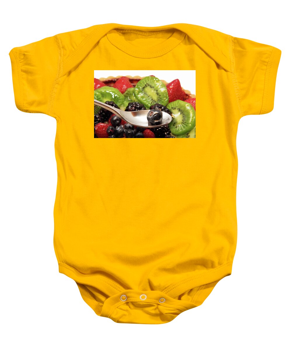Berry Baby Onesie featuring the photograph Berry Cake and Spoon by Masha Batkova