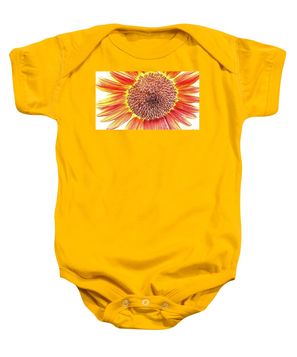 Red Baby Onesie featuring the photograph Big Red and Yellow Flower by David Morehead