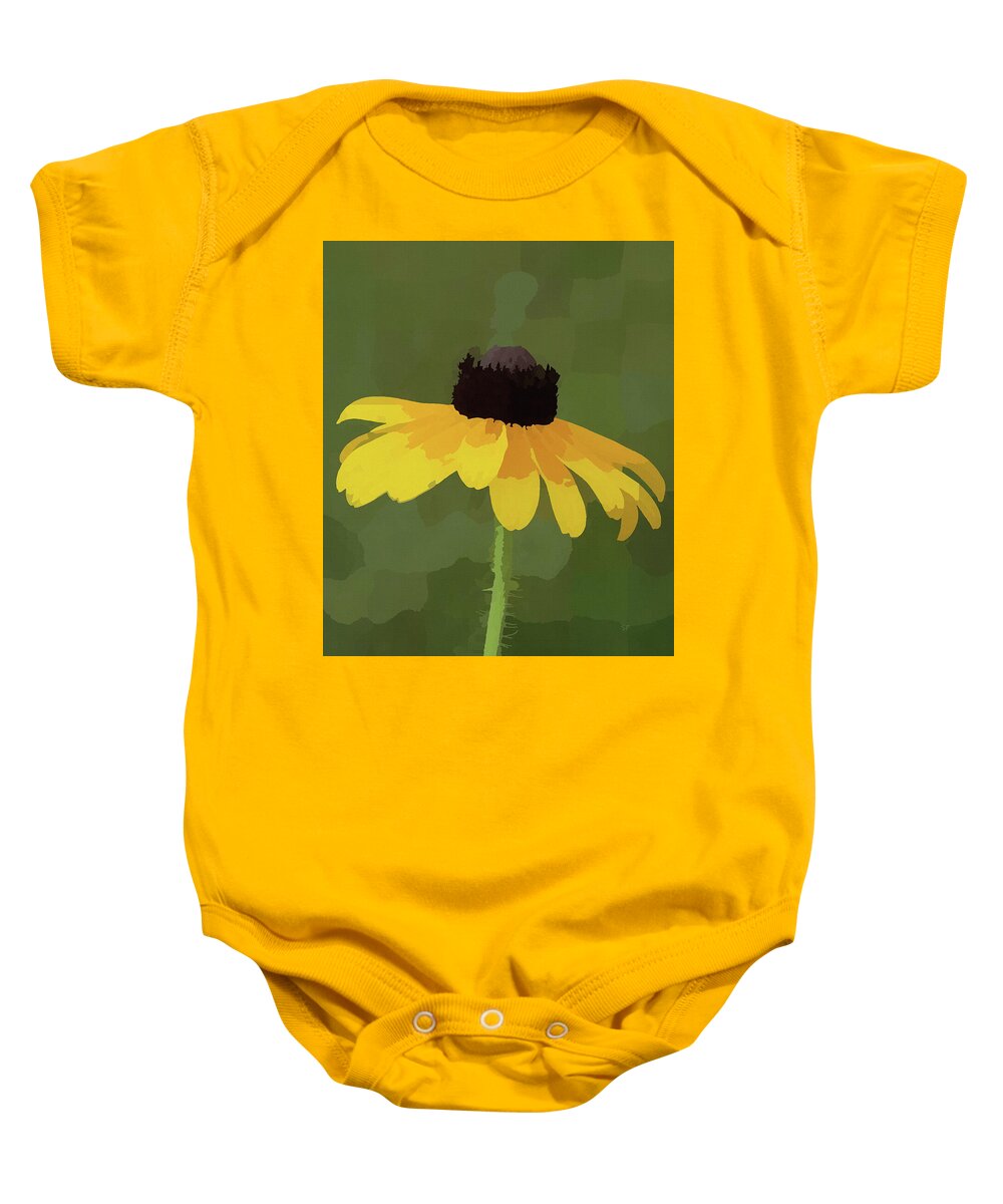 Botanical Baby Onesie featuring the mixed media Black Eyed Susan Wildflower Art by Shelli Fitzpatrick