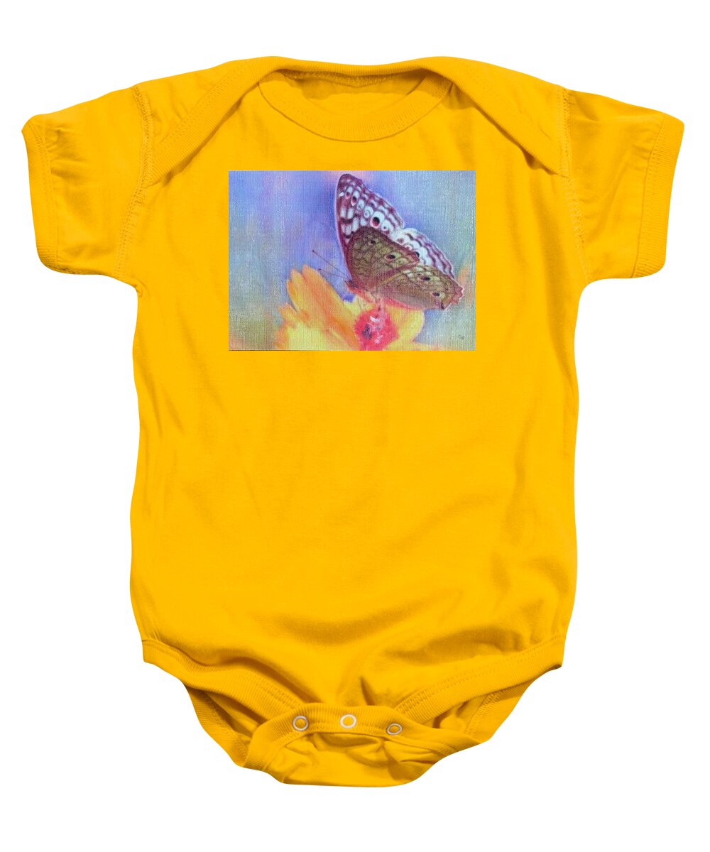 Butterfly Baby Onesie featuring the painting Butterfly Kisses by Cara Frafjord
