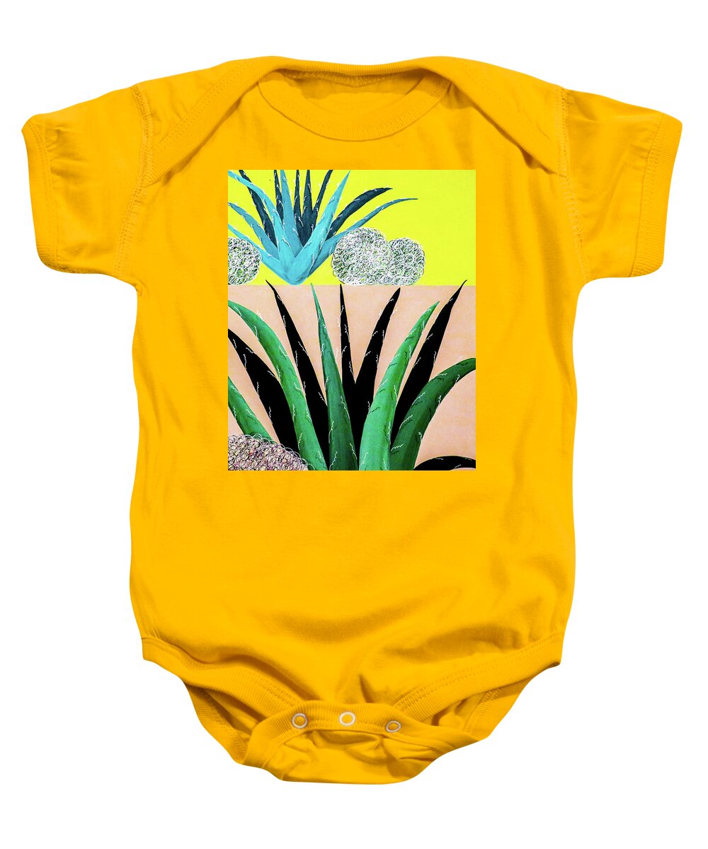 Cactus Baby Onesie featuring the painting Cactus Everywhere by Ted Clifton