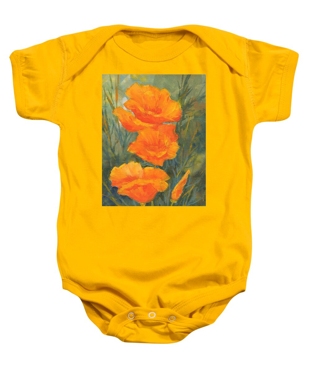Poppies Baby Onesie featuring the painting California Poppies by Peggy Wilson