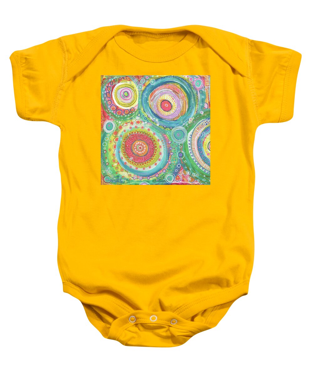 Cattywampus Baby Onesie featuring the painting Cattywampus by Tanielle Childers