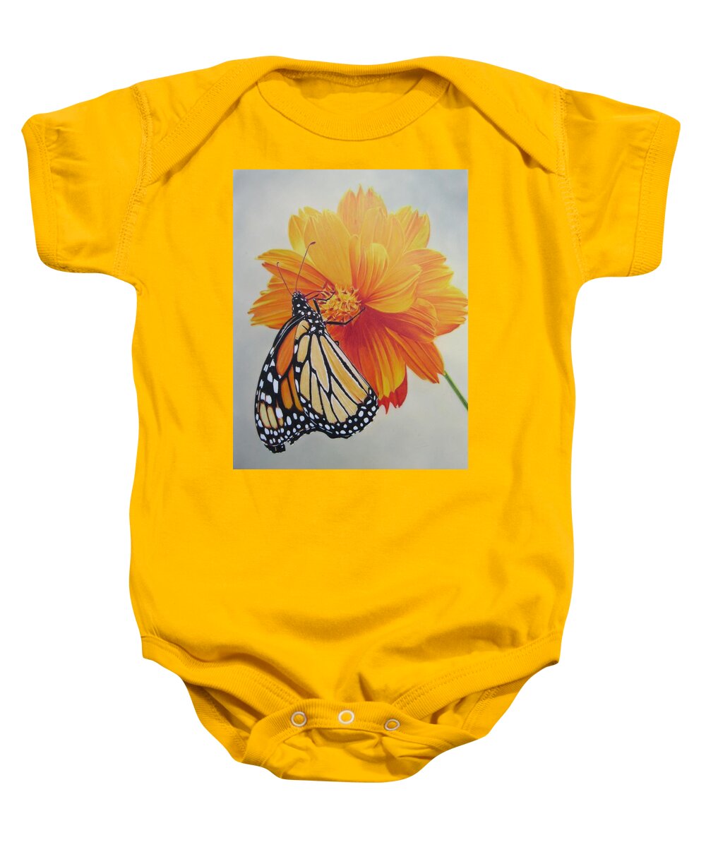 Monarch Baby Onesie featuring the drawing Climb Every Flower by Kelly Speros