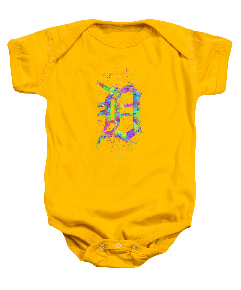 Detroit Tigers Baby Onesie featuring the photograph Colorful Abstract Detroit Tigers Baseball Poster by Stefano Senise