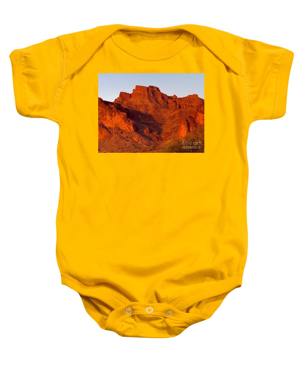 Cougar Shadow Catching Its Prey On The Superstition Mountains Baby Onesie featuring the digital art Cougar Shadow Catching Its Prey On The Superstition Mountains by Tammy Keyes