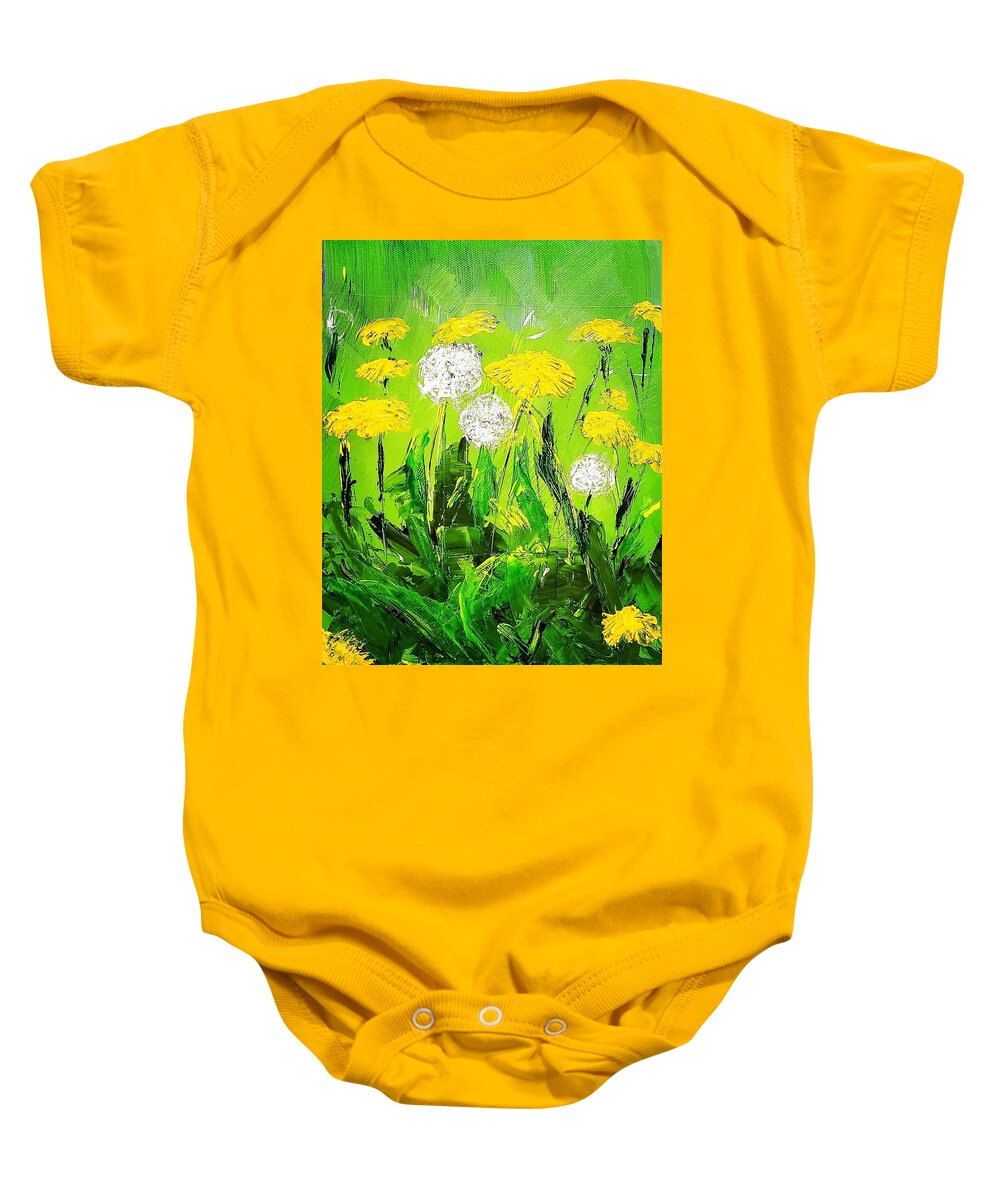  Baby Onesie featuring the painting Dandelions by Amy Kuenzie