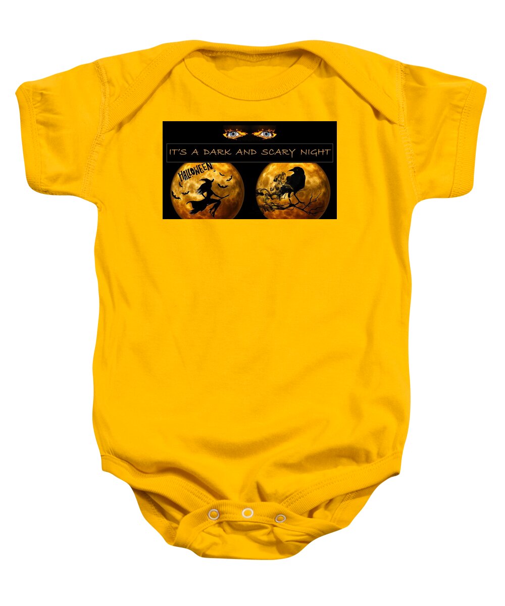 Halloween Baby Onesie featuring the mixed media Dark and Scary Night by Nancy Ayanna Wyatt