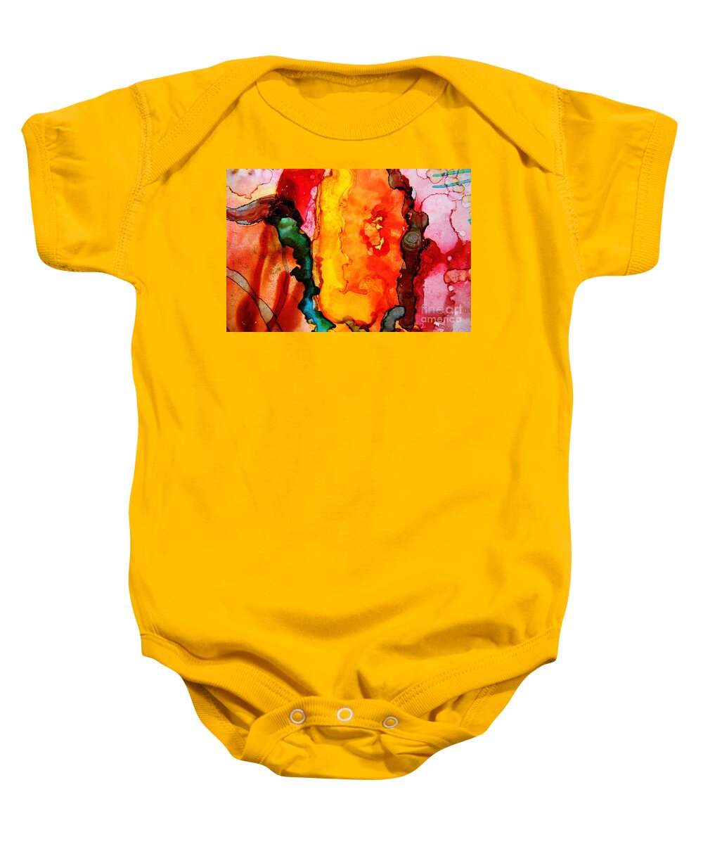 Abstract Baby Onesie featuring the painting Depths of Coral by Jolanta Anna Karolska