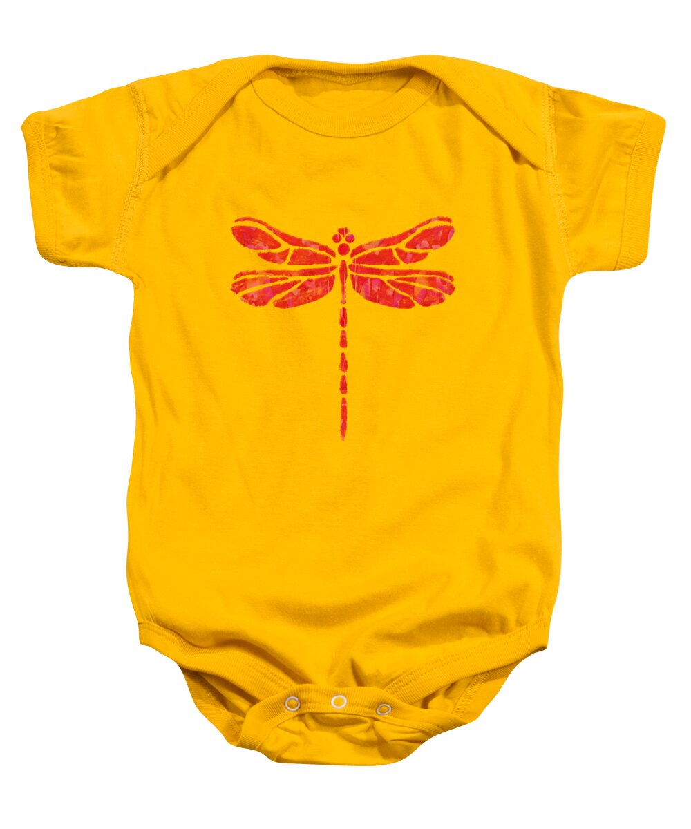 Dragonfly Baby Onesie featuring the mixed media Dragonfly silhouette 4 by Eileen Backman