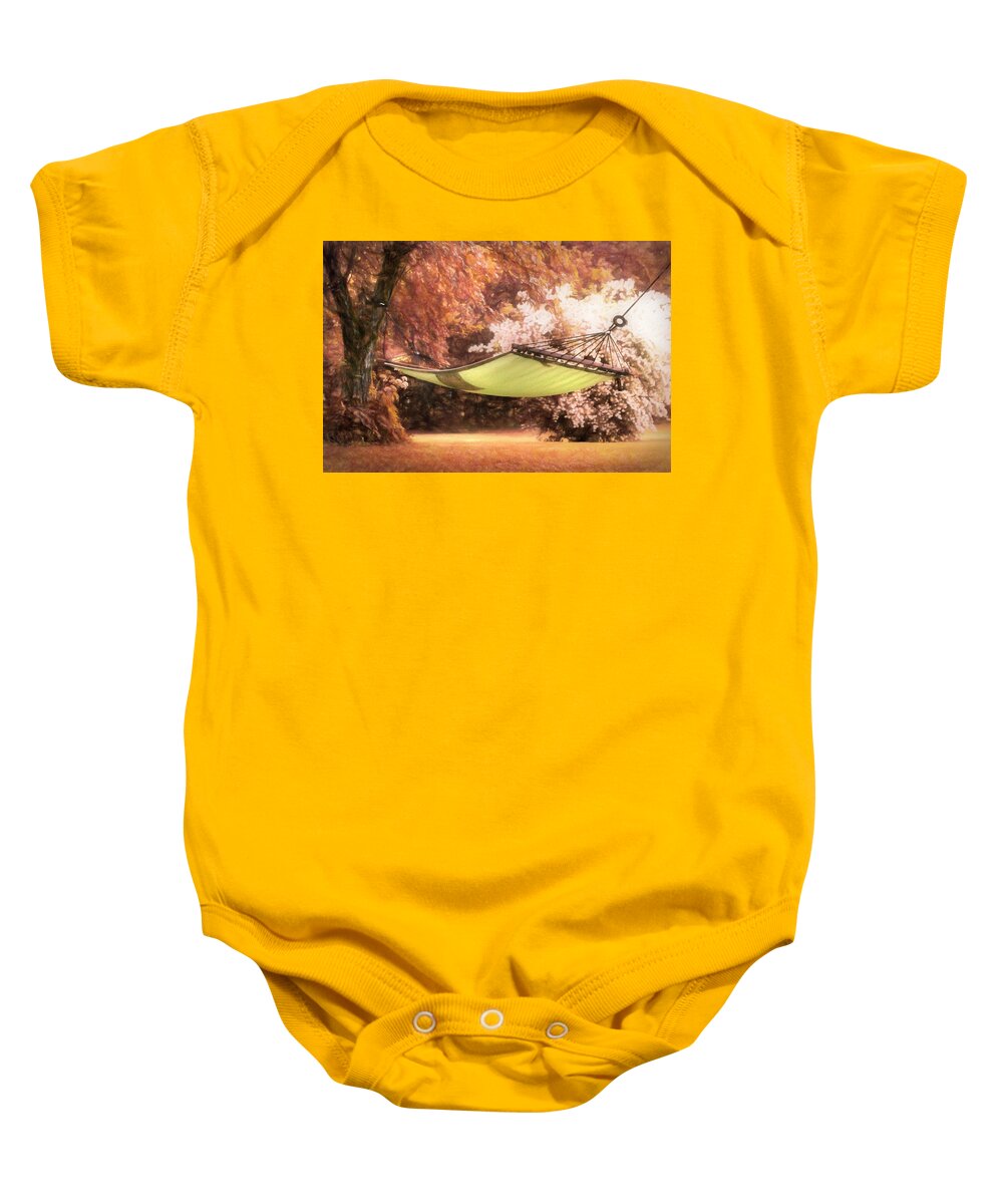 Fall Baby Onesie featuring the photograph Dreams in the Garden Fall Painting by Debra and Dave Vanderlaan