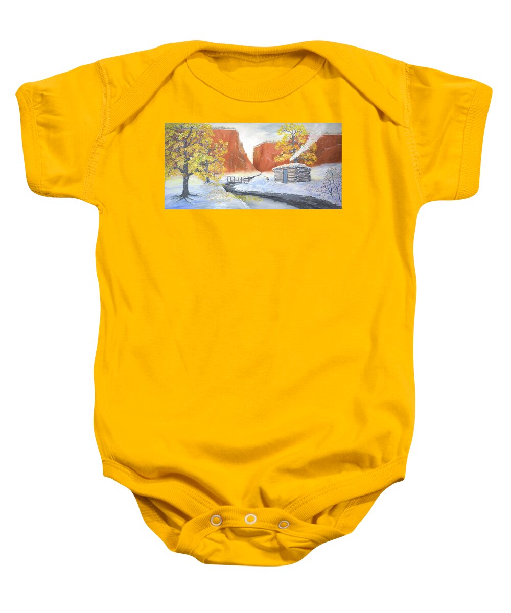 Hogan Baby Onesie featuring the painting Echoes in the Canyon by Jerry McElroy