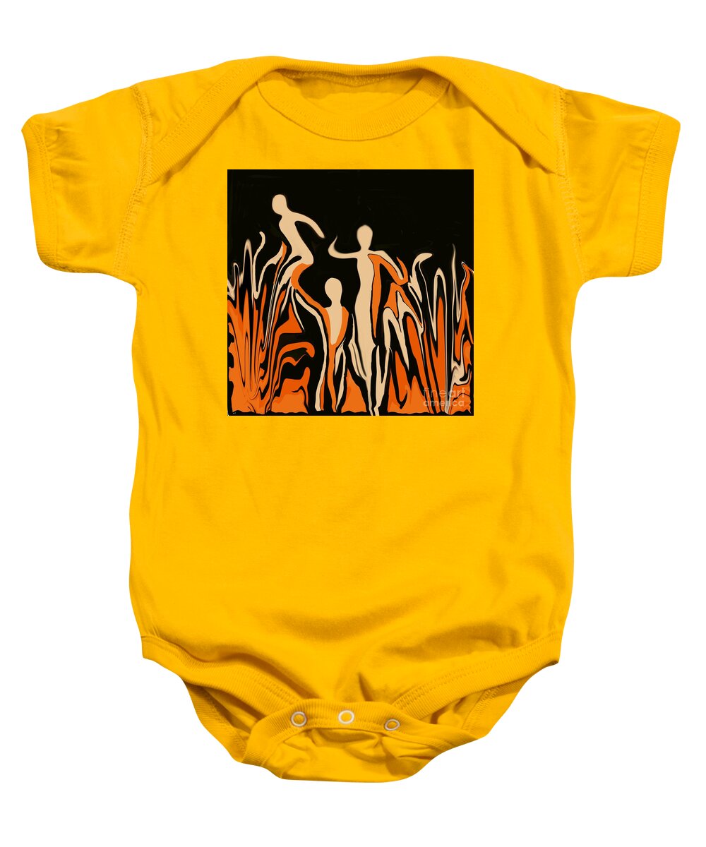 Abstract Escapes Baby Onesie featuring the digital art Escaping the flames by Elaine Rose Hayward