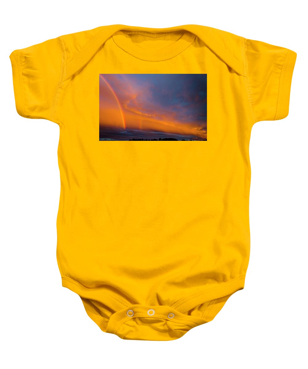 Rainbow Baby Onesie featuring the photograph Ethereal Clouds and Rainbow by Greg Reed