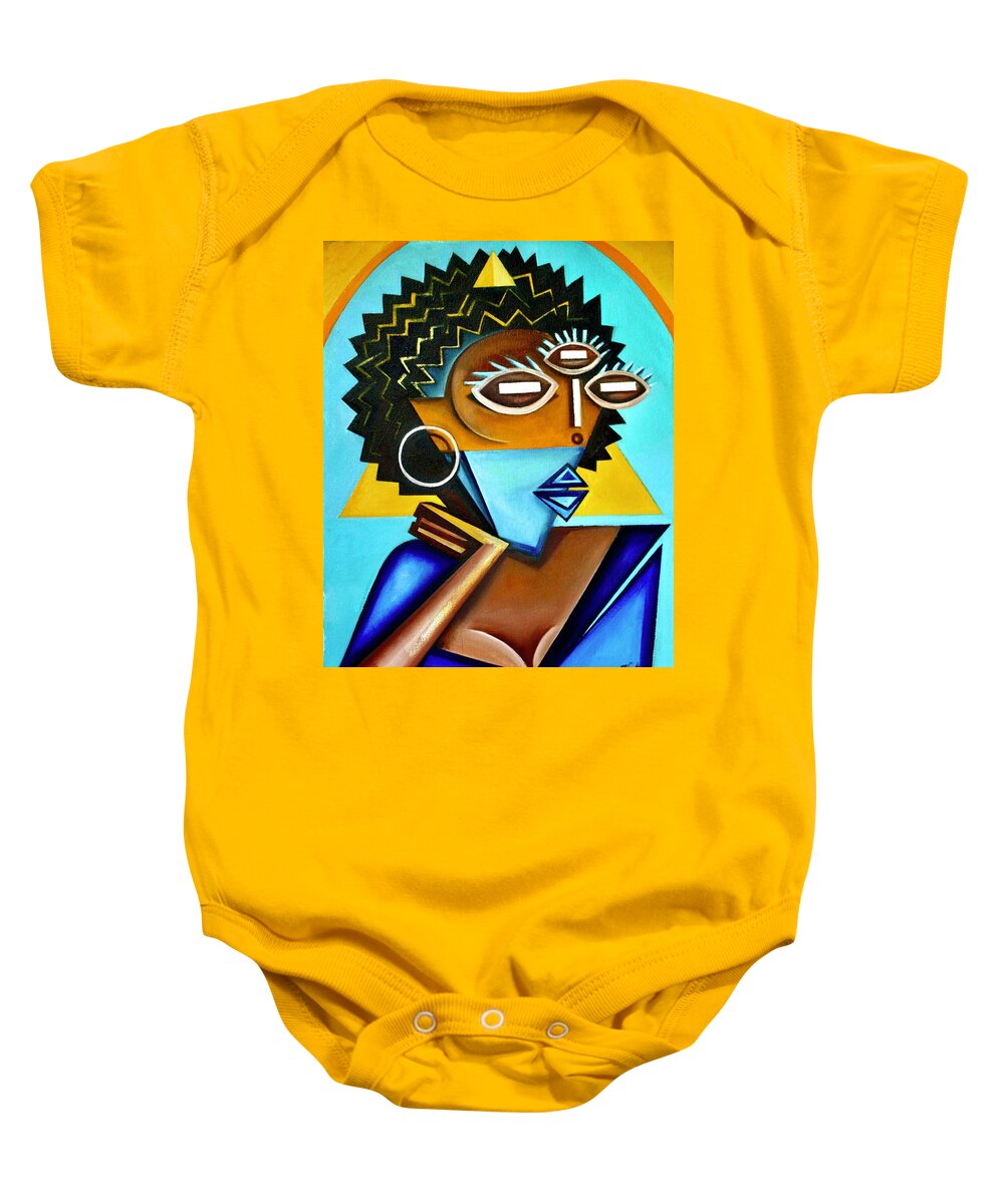 Bell Hooks Baby Onesie featuring the painting Feminist Monolith / a portrait of bell hooks by Martel Chapman