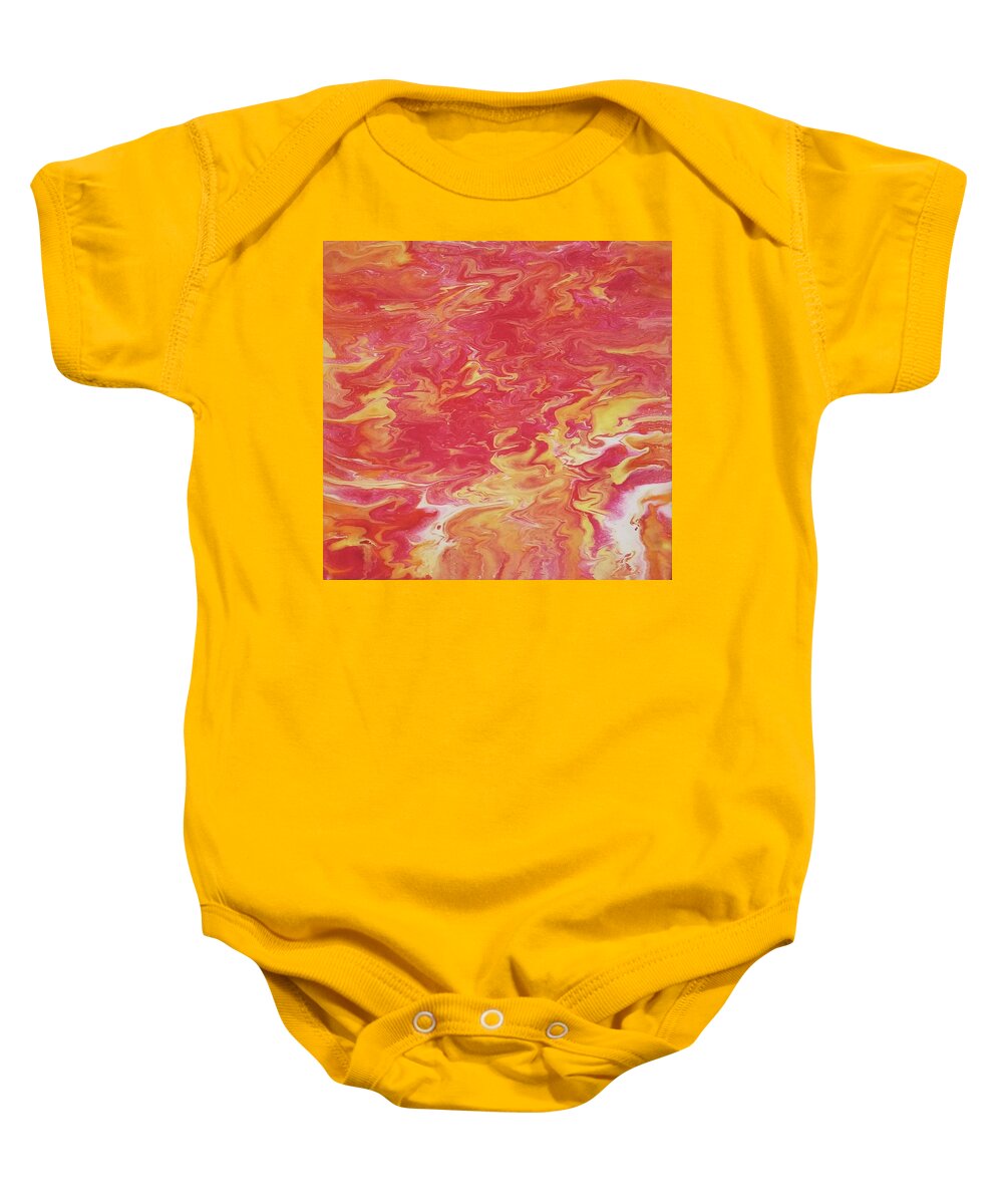 Abstract Baby Onesie featuring the painting Fire by Pour Your heART Out Artworks