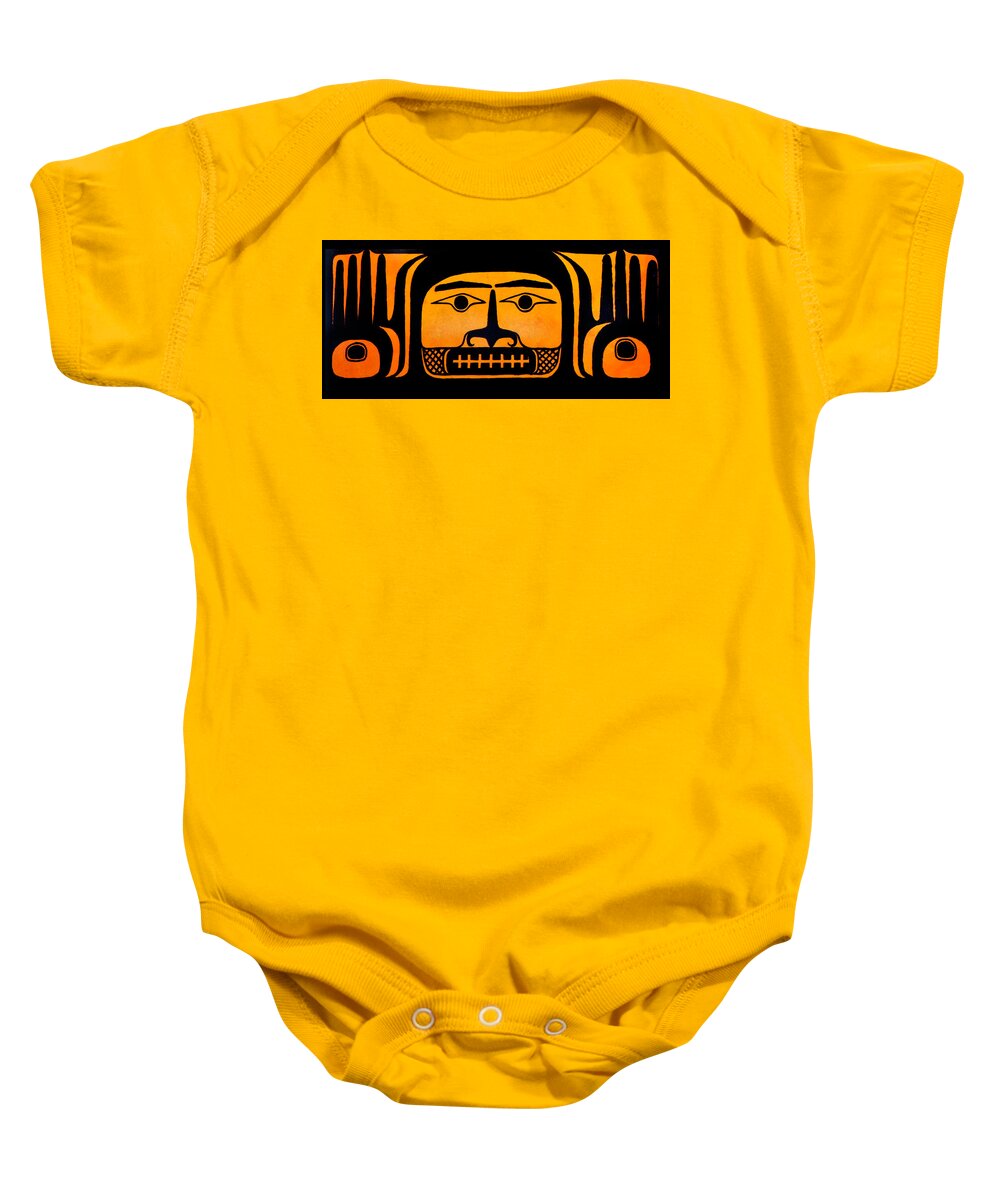 Face Mask Baby Onesie featuring the photograph First Nations Design by Theresa Tahara