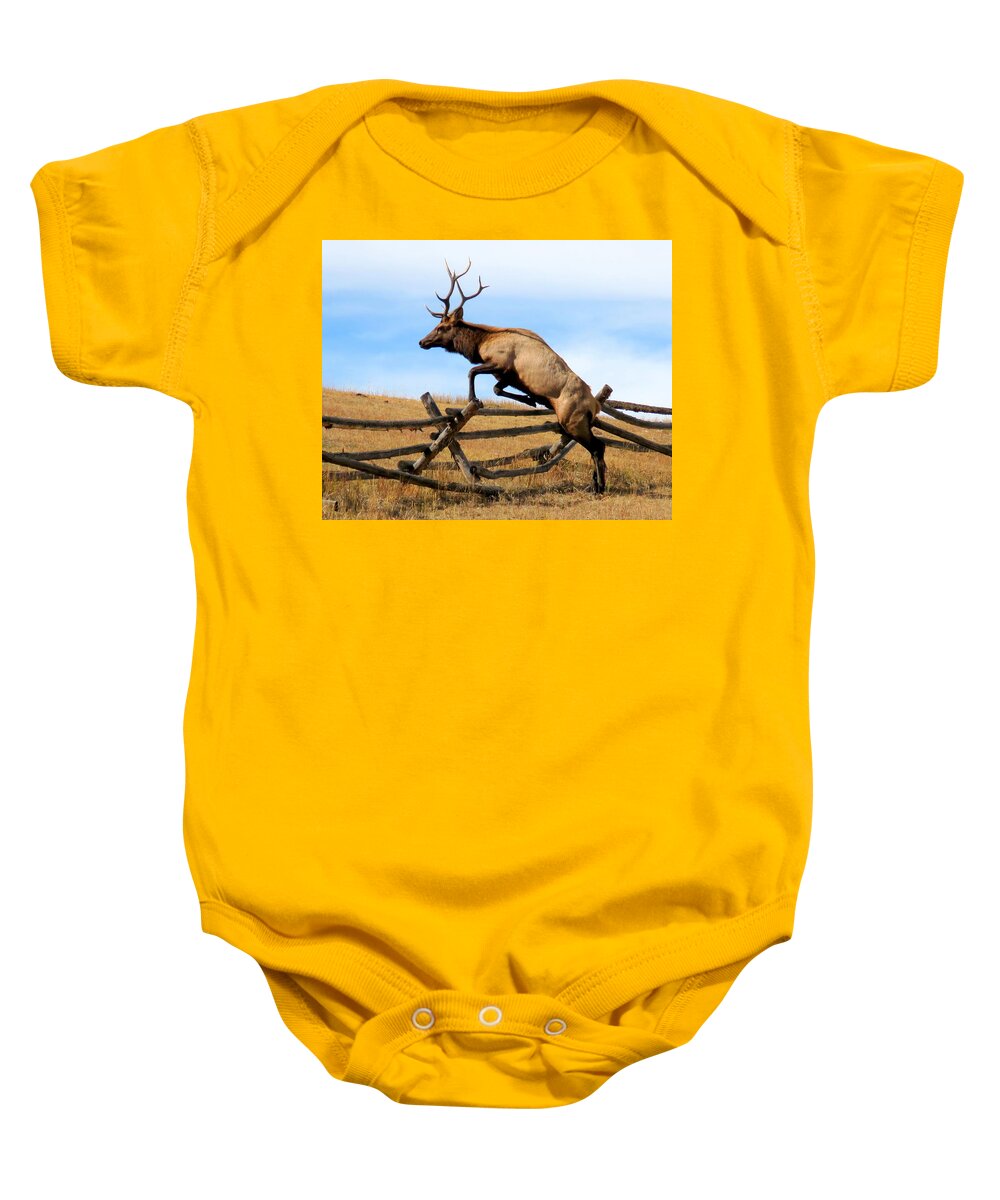 Elk Baby Onesie featuring the photograph Forever Free by Karen Shackles