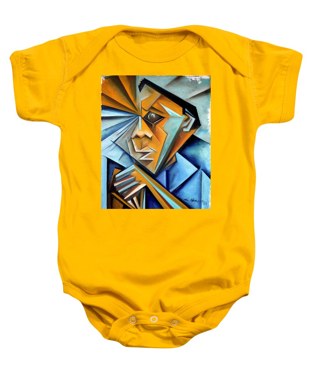 James Baldwin Baby Onesie featuring the painting Functionality in Sight and Mind / A portrait of James Baldwin by Martel Chapman