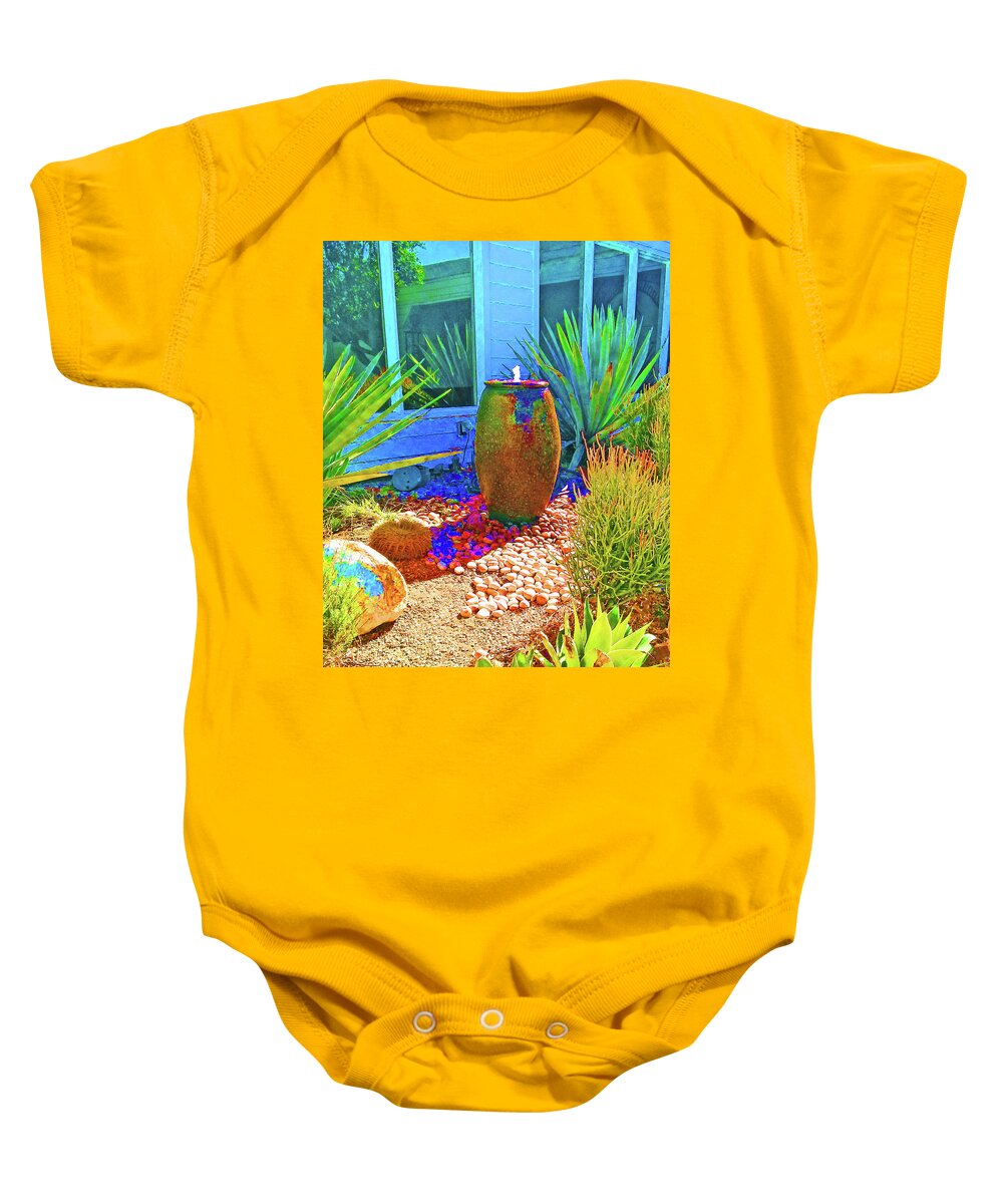 Garden Baby Onesie featuring the photograph Garden Fountain by Andrew Lawrence