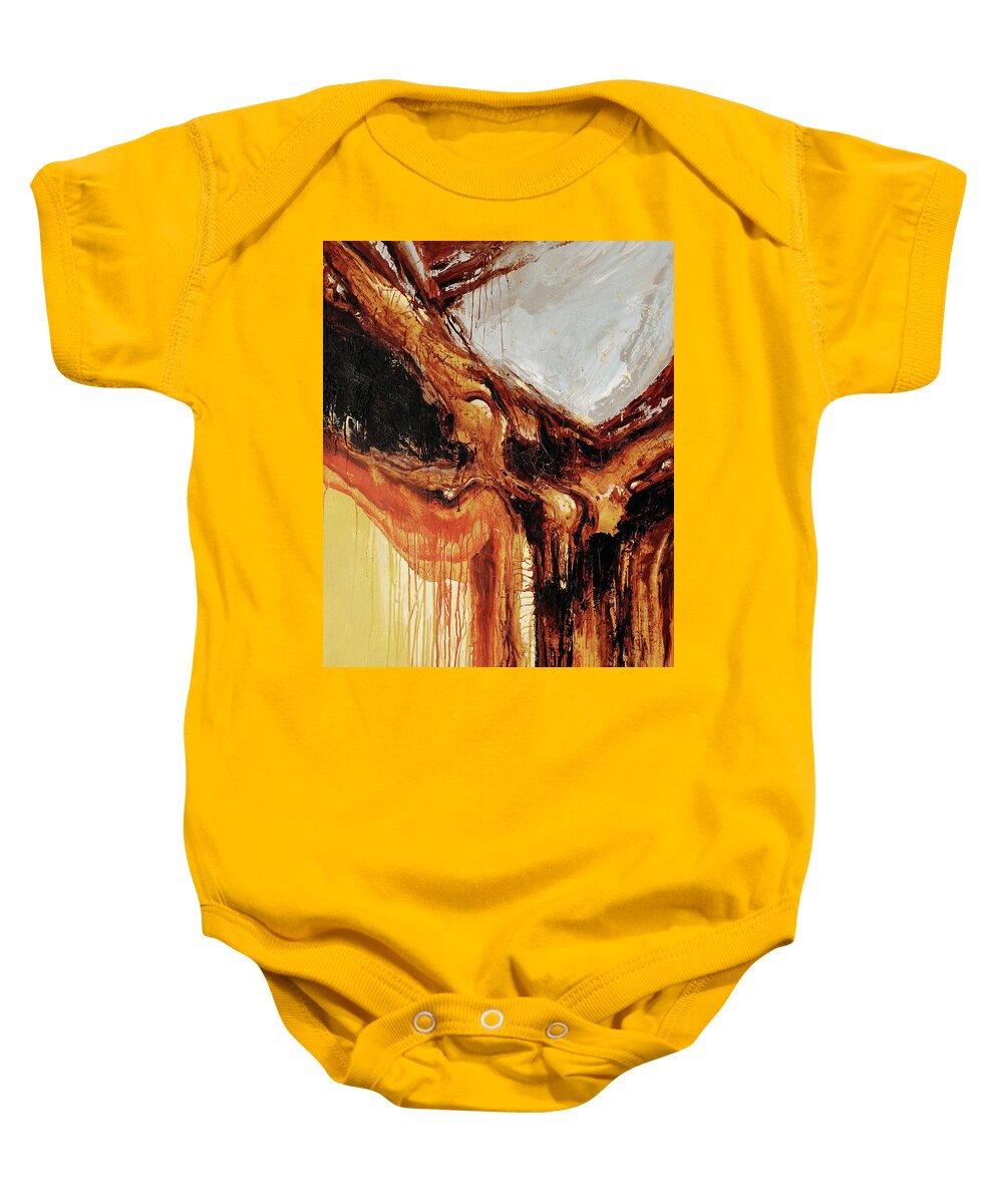 Nature Baby Onesie featuring the painting Gate to the unknown by Sv Bell