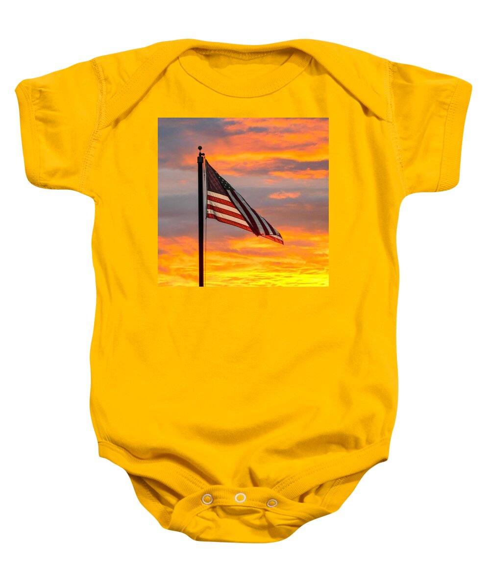 Colorful Baby Onesie featuring the photograph God Bless America by Gena Herro