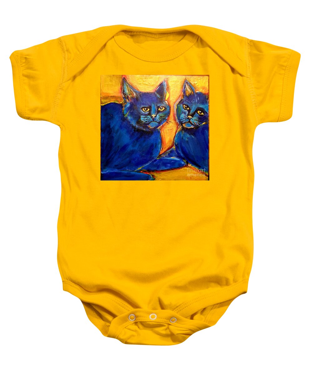 Cats Baby Onesie featuring the mixed media Gone but not Forgotten by Rabiah Seminole
