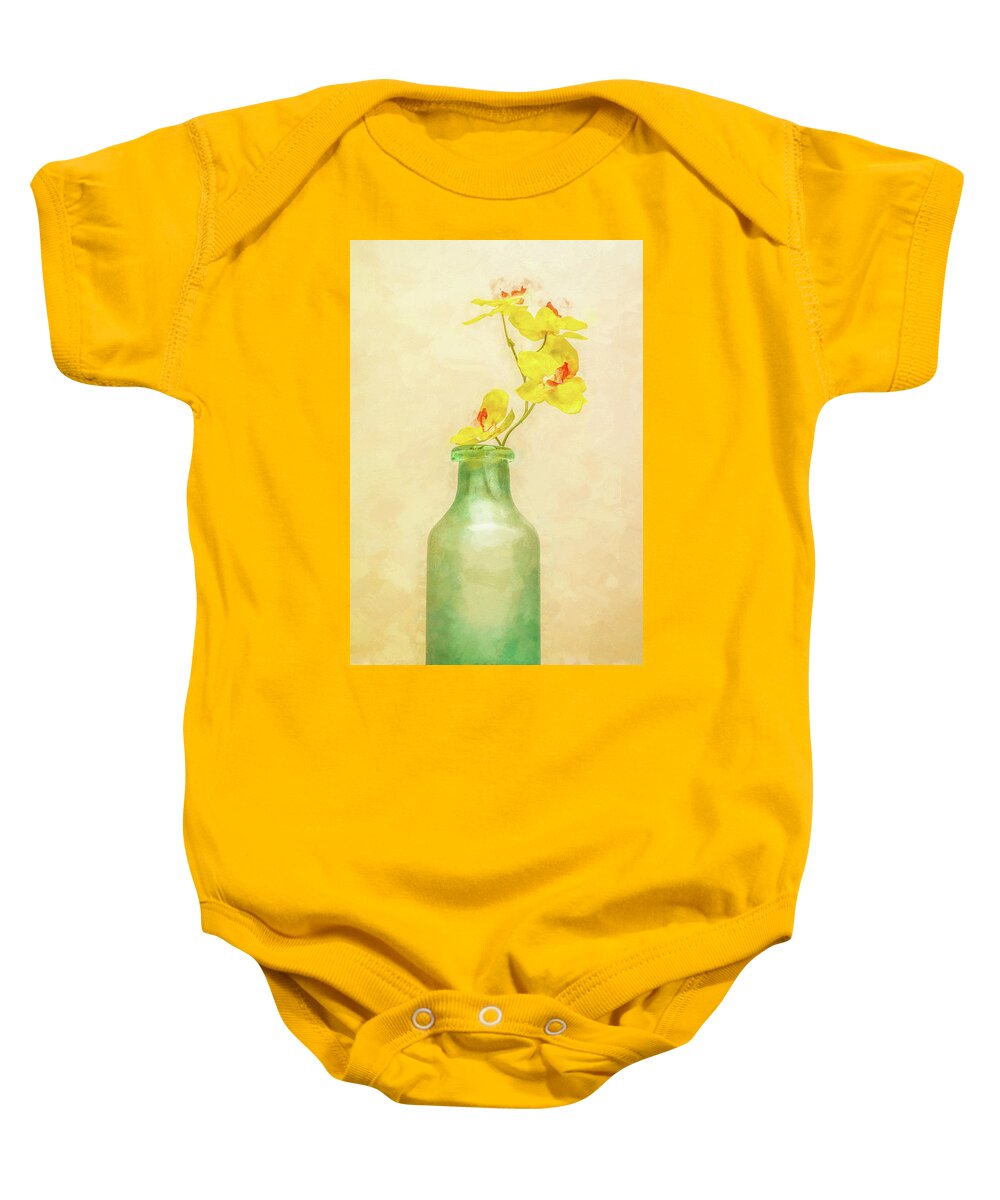 Orchids Baby Onesie featuring the photograph Green Bottle of Orchids by Kevin Lane