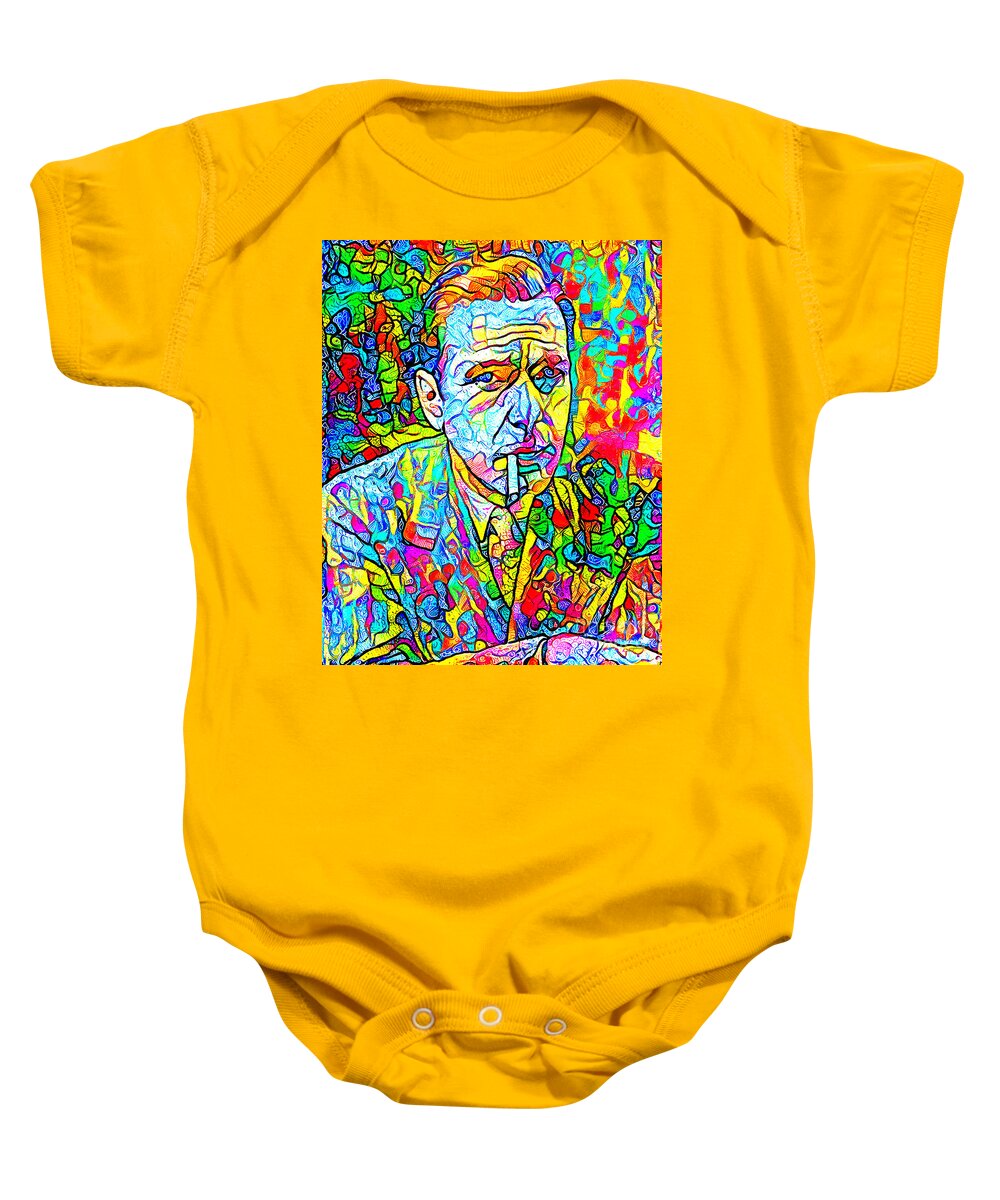 Wingsdomain Baby Onesie featuring the photograph Happy Cheerful Contemporary Humphrey Bogart 20200831 by Wingsdomain Art and Photography