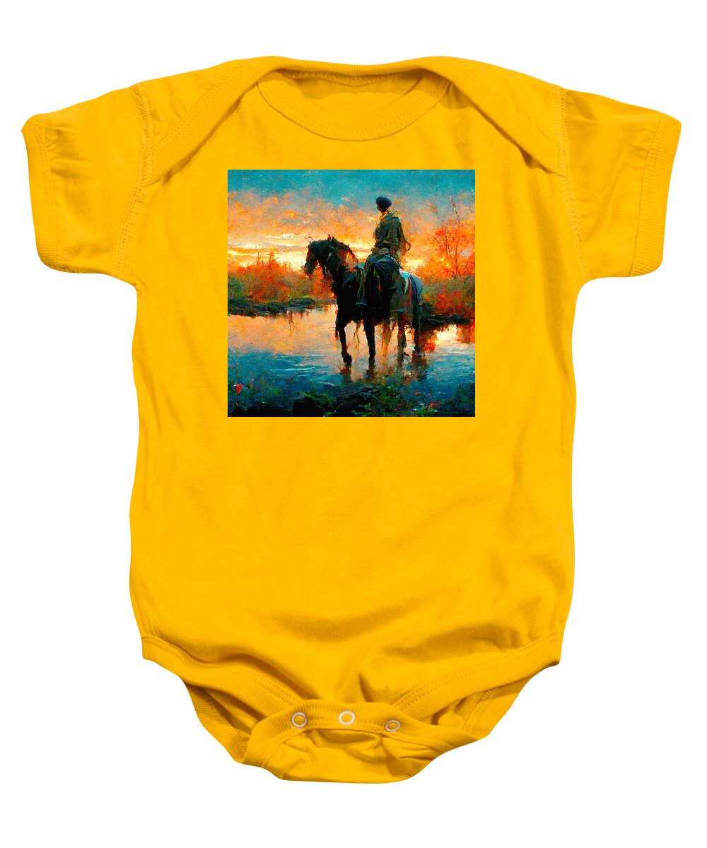 Horse Baby Onesie featuring the digital art Horses #10 by Craig Boehman